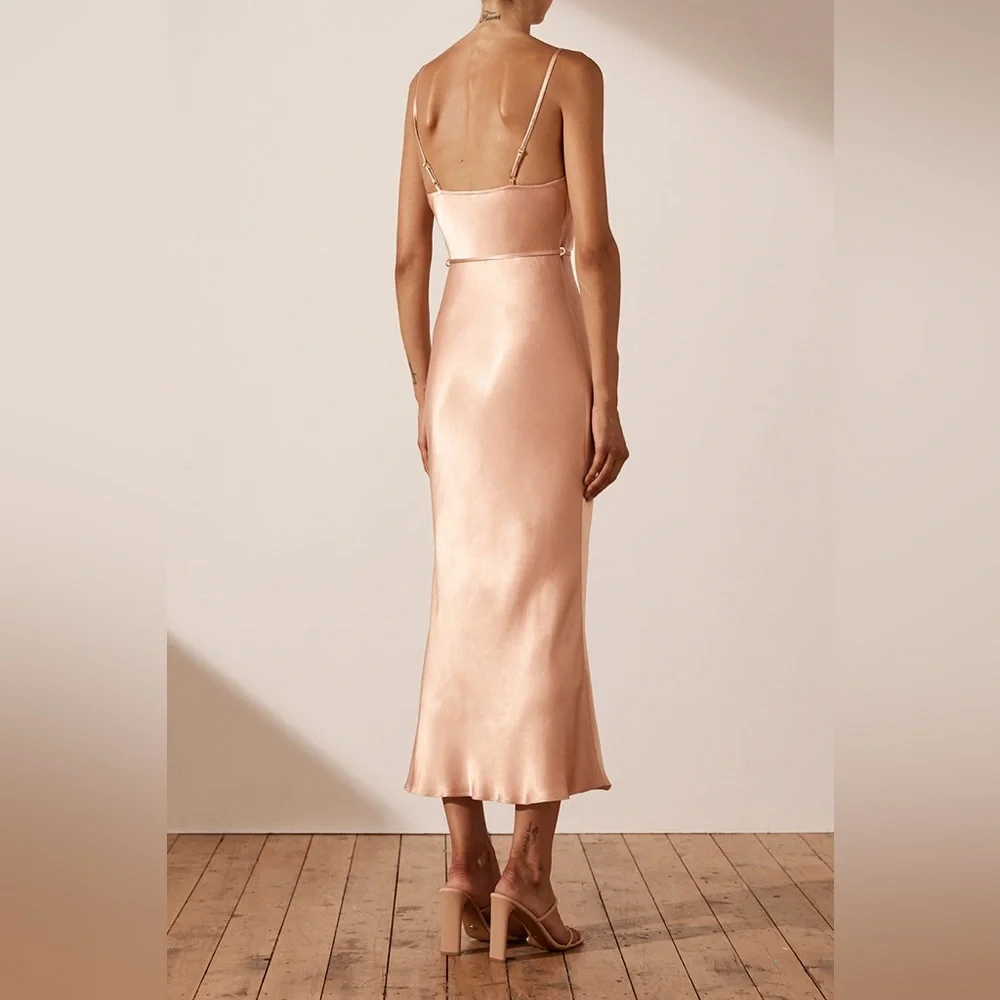 La Lune Bias Cowl MIDI Dress | Desert Rose | Size: 6 - Picture 2 of 5